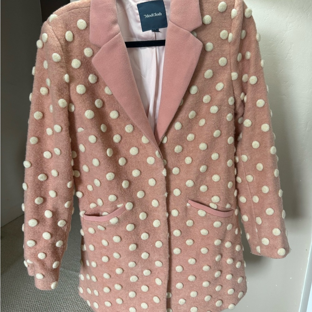 Modcloth Pink Polka Dot Women's Coat